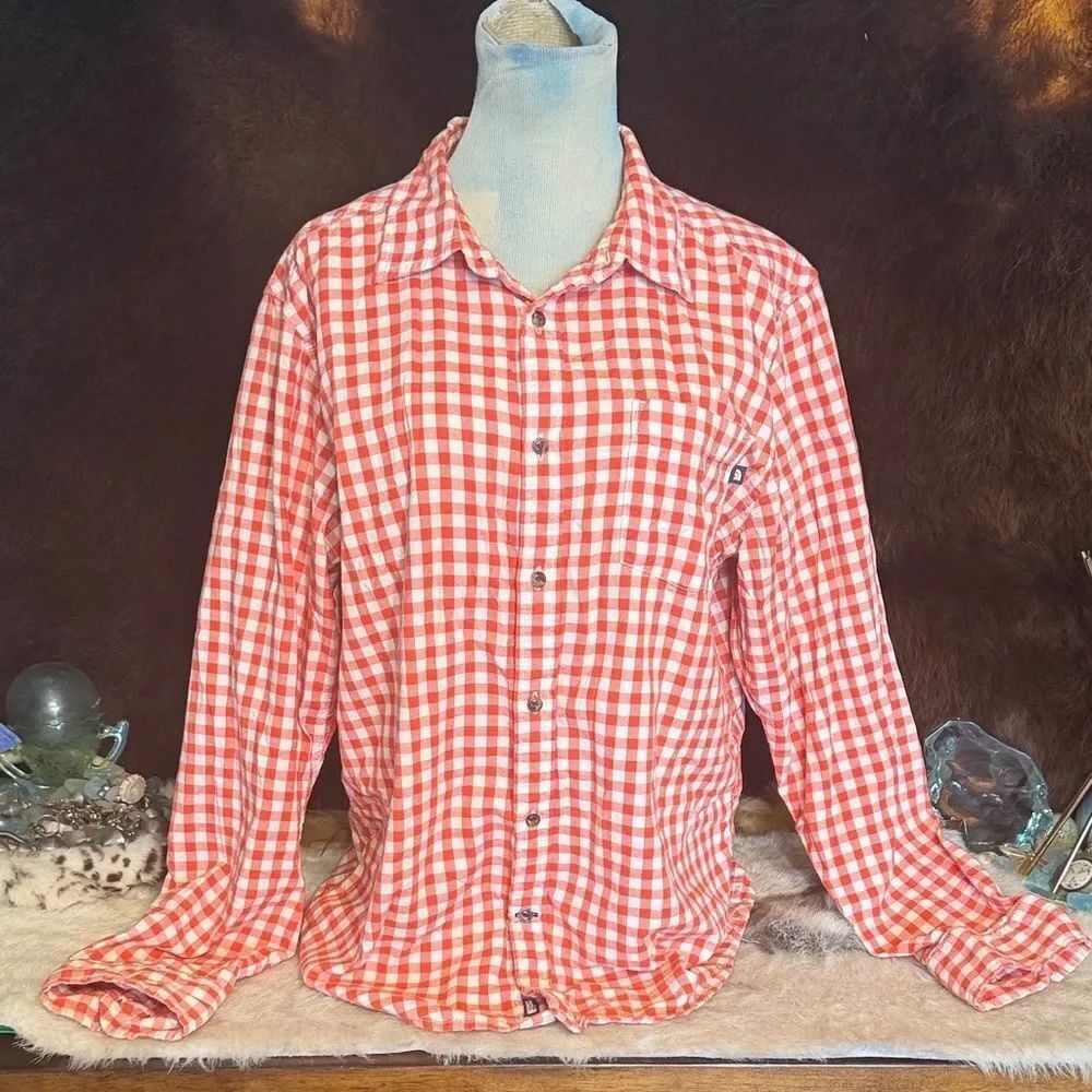 Orange Checkered Men's Shirt L (UB5)